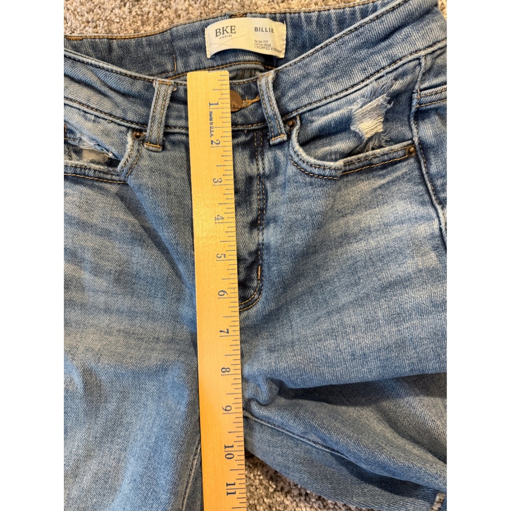 BKE Jeans Womens 23x28 Blue Billie High Rise Cropped Straight Distressed Denim - Picture 6 of 10
